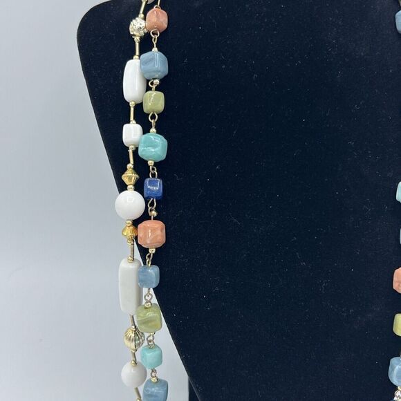 Multi colored bead Statement Necklace 15” - Picture 2 of 5